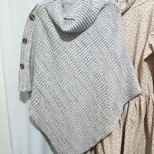 Chic Knit Poncho with Button Details